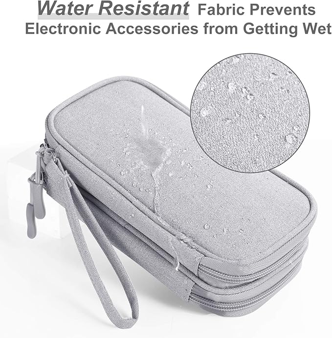 Electronics Accessories Organizer Pouch Bag, Designed for Power Adapter/Charger/Cables/Mouse, for Travel (Light Grey)