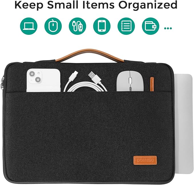DOMISO 15.6 inch Laptop Case Sleeve Protective Cover Compatible with 16 inch MacBook Pro M4 M3 M2/Pro Max,15.6-16 inch HP Dell ASUS Lenovo Chromebook,Notebook computer carrying cases,Black