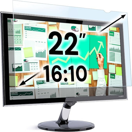 VINTEZ 22 inch Blue Light Blocking Screen Protector Panel for 16:10 Widescreen Computer Monitor and Laptop - PC Anti-UV Eye Protection Filter Film - Anti-Scratch Diagonal Frame Shield [1 Pack]