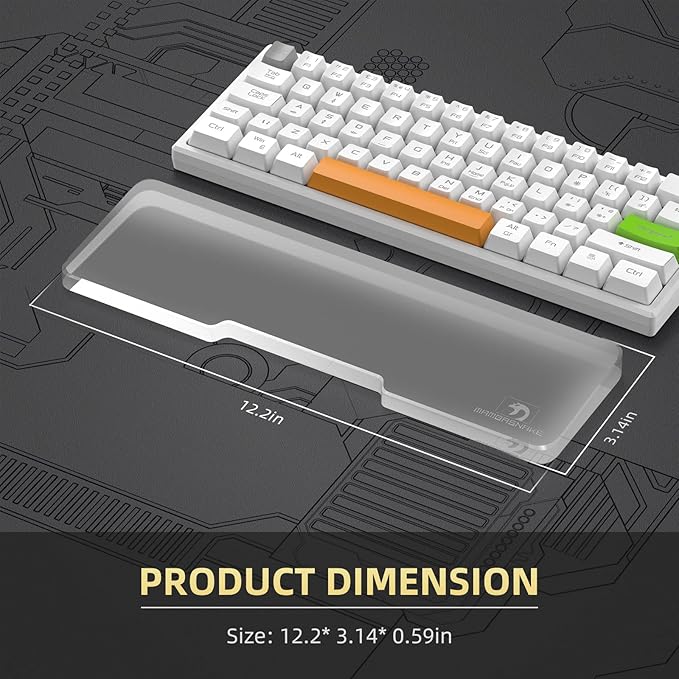 SELORSS Acrylic Keyboard Wrist Rest - Mini 61Key Keyboard- Mechanical Keyboards Ergonomic Palm Rest for Computer Keyboard,Anti-Slip Base,Wrist Pad for Laptop,Office & Home-Easy Typing