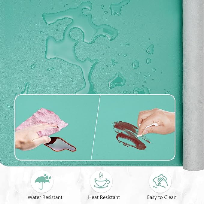 Dual-Sided Desk Pad, Large Mouse Pad, Natural Cork & PU Leather Non-Slip Waterproof Desk Mat for Office and Home (Fruit Green, 31.5" x 15.7")