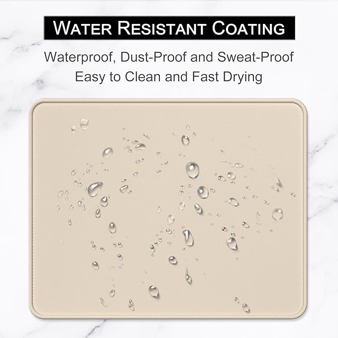 Hsurbtra Mouse Pad, Premium-Textured Square Mousepad 10.2 x 8.3 Inch, Stitched Edge Anti-Slip Waterproof Rubber Pretty Cute Computer Mat for Office Gaming Laptop Women Kids Beige
