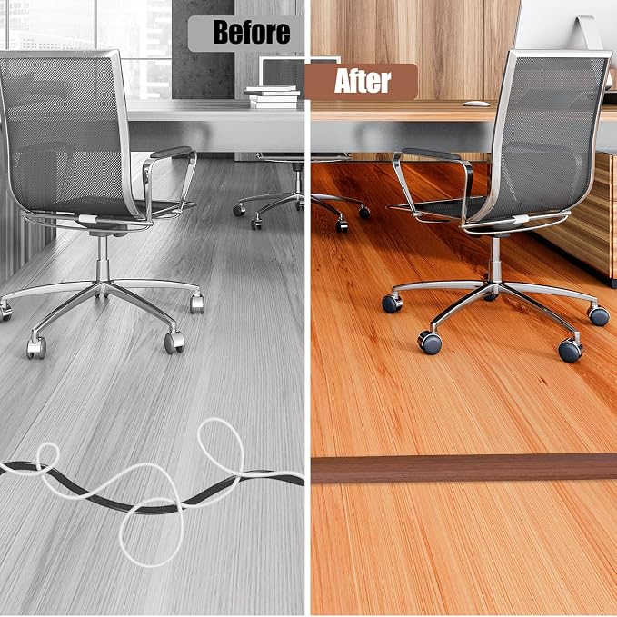 Floor Cord Cover Self Adhesive Cord Hider,10FT Cable Management, Extension Strip Protector for Wires, Prevent Cable Trips for Offices, Gyms, Exhibitions Cavity:0.39"(W) x 0.27"(H) Wood Red Teak - Image 5