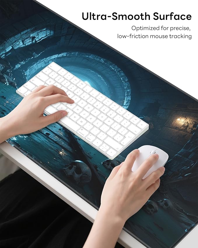 XL Gaming Mouse Pad, 31.5x15.7'' Large Desk Mat with Anti-Slip Rubber Base & Stitched Edges for Gaming, Office, Home - Dark Tunnel