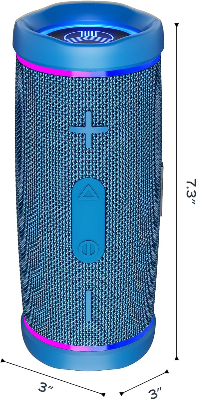 TREBLAB HD77 – Waterproof Bluetooth Speaker, 25W Loud 360° Sound, Deep Bass, IPX7, TWS Pairing, RGB Lights, 20H Battery, Portable Wireless Speaker for Outdoor, Beach, Camping, Party, Travel