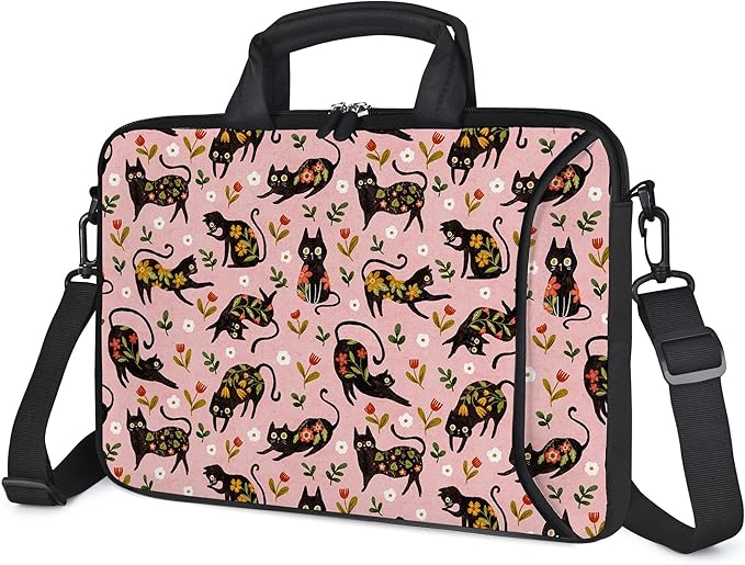 RICHEN 10 inch Messenger Bag Carrying Case with Handle Accessory Pocket Fits 7 to 10-Inch Laptops/Notebook/Kids Tablet (7-10.2 inch, Flowers Cats)