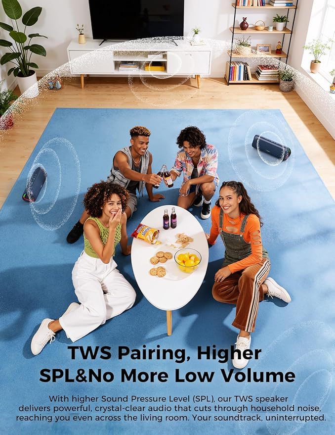 Bluetooth Speaker with HD Sound, Portable Wireless, IPX5 Waterproof, Up to 20H Playtime, TWS Pairing, BT5.3, for Home/Party/Outdoor/Beach, Electronic Gadgets, Birthday Gift (Navy)