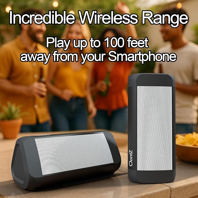 OontZ Angle 3 Ultra - Portable Bluetooth Speaker, 14 Watts, Bigger Bass, Hi-Quality Sound, 100 Ft Wireless Range, Play Two Speakers Together, IPX7 Waterproof, Home, Outdoor, Great Gift (White)