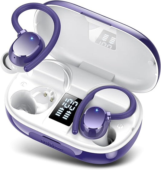 Wireless Earbuds, 128Hrs Bluetooth 5.3 Headphones Sport, Bluetooth Earbuds with ENC Noise Canceling Mic, Bass Stereo Wireless Earphones, IP7 Waterproof Over Ear Buds with Earhooks for Gym/Running