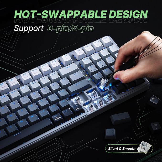 E-YOOSO Z-99 Gaming Keyboard Wireless with Triple Mode BT/2.4G/USB-C, 96% Keyboard, Linear Switches, Wireless Mechanical Keyboard with Number Pad for PC/Mac