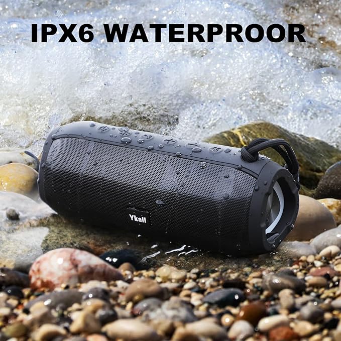 Bluetooth Speakers Wireless with 20W Loud Stereo Sound, TWS Pairing for Outdoor, IPX6 Waterproof Shower Speakers, 36H Playtime, Built-in Mic Radio Mode RGB Lights