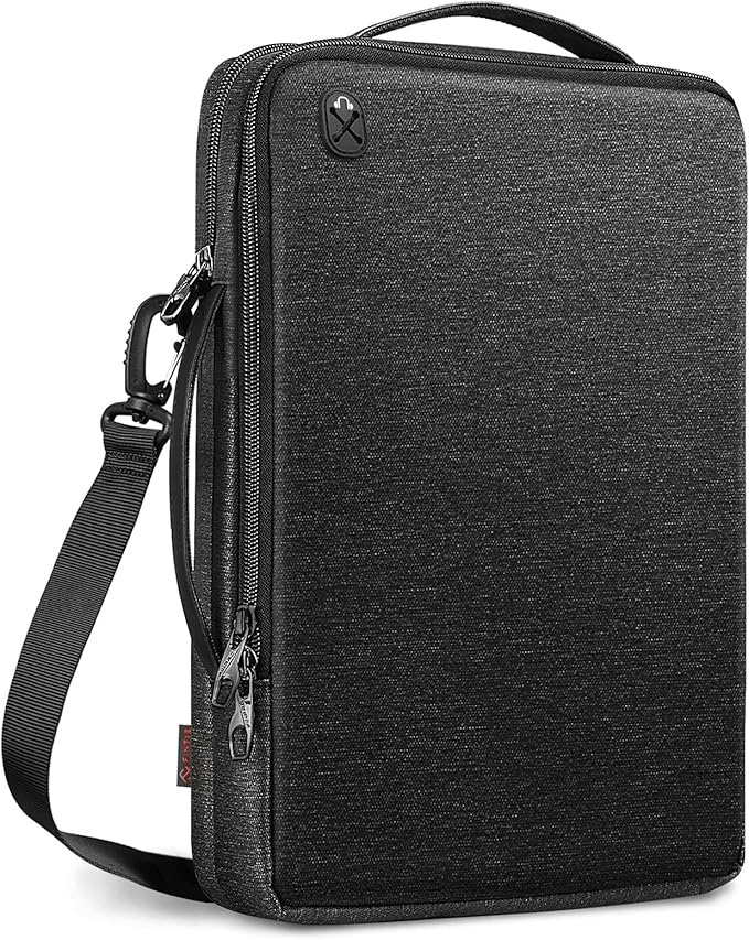 FINPAC 15.6-inch Laptop Shoulder Bag, Protective Computer Carrying Case Compatible with 16.2" MacBook Pro M5/M4/M3/M2/M1, 15-16" MacBook Air/Pro, Surface Laptop/Book, 15.6" HP/Dell/Acer/Samsung, Black