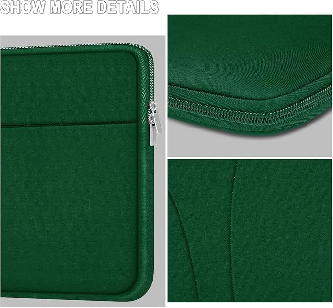 14 inch Laptop Sleeve, Traveling Laptop Case with Zippered Pocket, Shockproof Protective Carrying Briefcase Computer Bag for 14" MacBook Air/Pro, HP, Dell, Lenovo, Acer, Dark Green