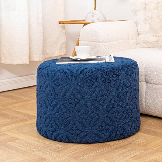 Plush Multi-Functional Ottoman Pouf – Ergonomic Ottoman Foot Rest with Space-Saving Design, Perfect Under Desks, Couches & Sofas (Navy Blue)
