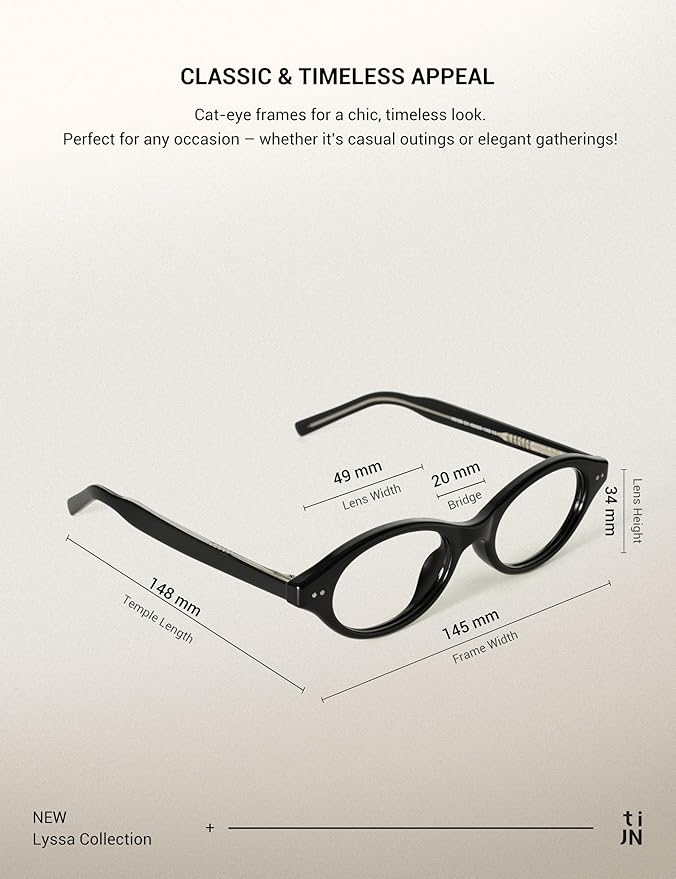 TIJN Blue Light Blocking Glasses Women Men Retro Cat Eye Square Oval Anti Glare Screen Computer Gaming Daily Eyeglasses TR90