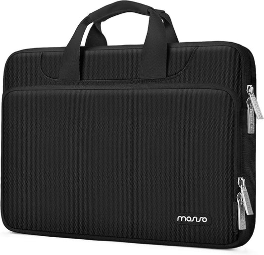 MOSISO 360 Protective Laptop Case 13.3 inch, 13-14 inch Laptop Sleeve Compatible with MacBook Air/Pro 13/Pro 14 M5 M4 M3 M2 M1, HP Dell ASUS Lenovo,Computer Bag with Belt, Black