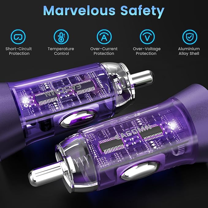 2-Pack 90W USB C Super Fast Car Charger, Dual-Port [PD/PPS 45W & QC 45W] Car Cigarette Lighter USB Charger Adaper for Samsung Galaxy S25 Ultra/S25+/S24 Ultra/S23+/S22,Note 20,Tab S9, iPhone 15(Violet)