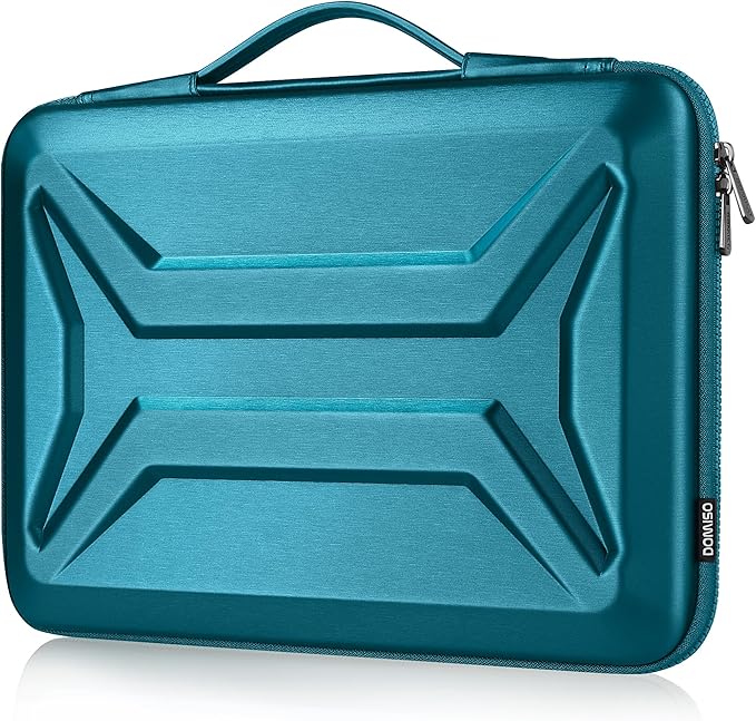 DOMISO 13 Inch Laptop Hard Case, Waterproof Shockproof Hard Shell Laptop Sleeve Protective Case with Retractable Handle for MacBook Air Pro Neo/Dell XPS 13//Microsoft Surface/Lenovo Yoga/HP Envy,Teal