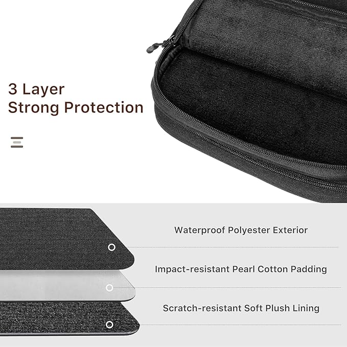 Dadanism Electronics Travel Organizer Case, Double Layers Cord Organizer Travel All-in-One Storage Bag for Cable, Cord, iPad, Chargers, fits 9-11'' Tablets, Portable Tech Accessories Bag, Black
