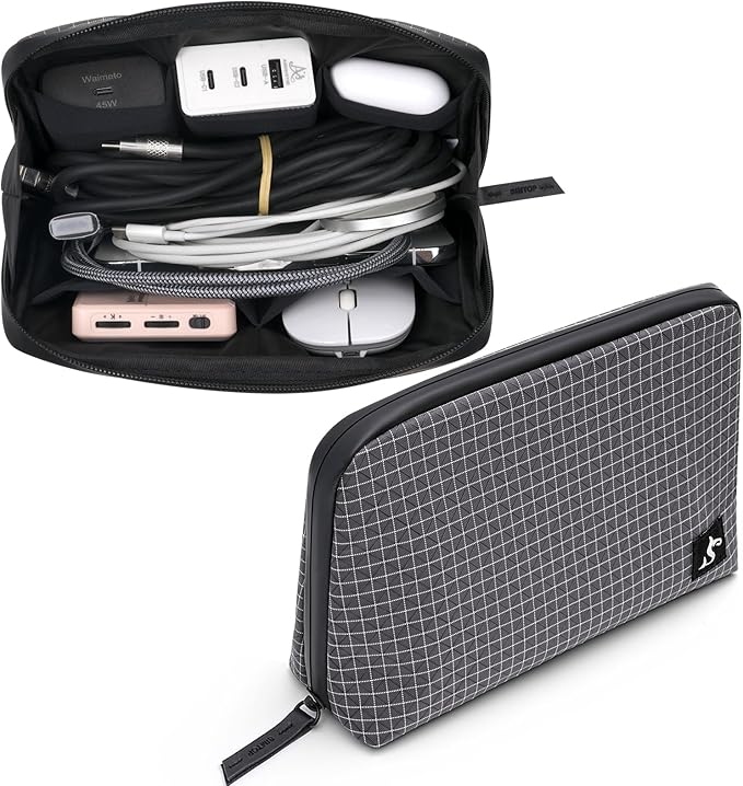 SIMTOP Cord Organizer Travel Small Tech Bag Pouch Case for Cords, Charger, Hard Drive, Power Bank ?€? Water-Resistant Electronics Organizer, Small Portable Gadget Case for Travel