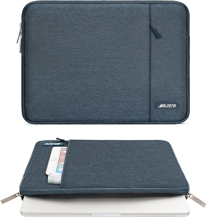 MOSISO Laptop Case 16 inch, 15-15.6 inch Laptop Sleeve Compatible with MacBook Pro 16 M5 M4 M3 M2 M1, HP Acer Dell Lenovo ASUS, Polyester Vertical Computer Sleeve Bag with Pocket, Haze Blue