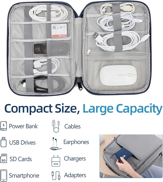 Electronics Organizer Travel Case,Travel Cable Organizer Pouch - Portable Storage Bag for Cord, Charger, Phone, Earphone, Electronic Accessories for Travel & Daily Use