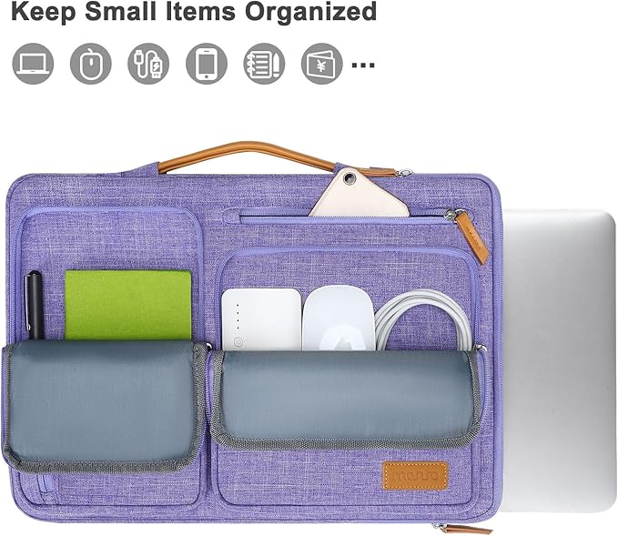 MOSISO 360 Protective Laptop Case 16 inch, 15-15.6 inch Laptop Sleeve Compatible with MacBook Pro 16, HP Acer Dell Lenovo ASUS, Side Open Carrying Case with 4 Zipper Pockets&Handle, Purple