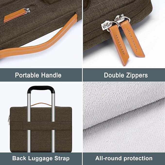 MOSISO 360 Protective Laptop Case 16 inch, 15-15.6 inch Laptop Sleeve Compatible with MacBook Pro 16, HP Acer Dell Lenovo ASUS, Side Open Carrying Case with 4 Zipper Pockets&Handle,Carob Brown