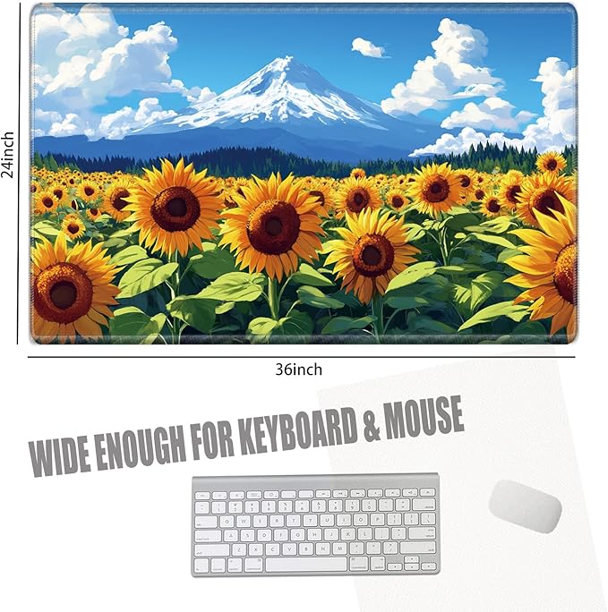 Large Mouse Pad 36x24 Desk Mat Gaming Mousepad Sunflower Computer Mat 4XL Huge Desk Pad Oversized Giant Mouse Mat for Girl Women Office Work