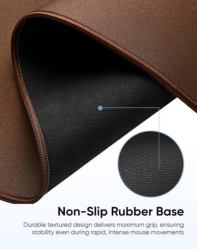 Waterproof Large Gaming Mouse Pad with Durable Stitched Edges, Non-Slip Rubber Base, Grainy Jacquard Mouse Mat Desk Pad for Home Office Gaming, 35.4''x15.7''x0.12'', Matte Brown