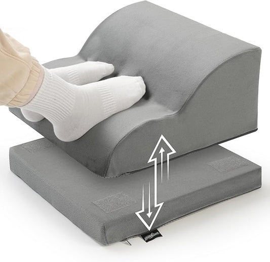 Removable & Washable Foot Rest for Under Desk, 2-Tier Adjustable Foot Stool for Office and Home, Ergonomic Footrest for Seating Comfort at Work/Study (Machine Washable Cover-Gray)