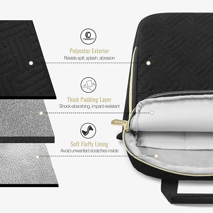 MoKo 9-11 Inch Puffer Tablet Sleeve Bag for New 11-inch iPad Air M4 2026 & iPadPro M5, iPad 10th/Air 5/4th 10.9, 7/8/9th 10.2, 360° Edge Protection Puffy Bag with Handle & Shoulder Strap, Black