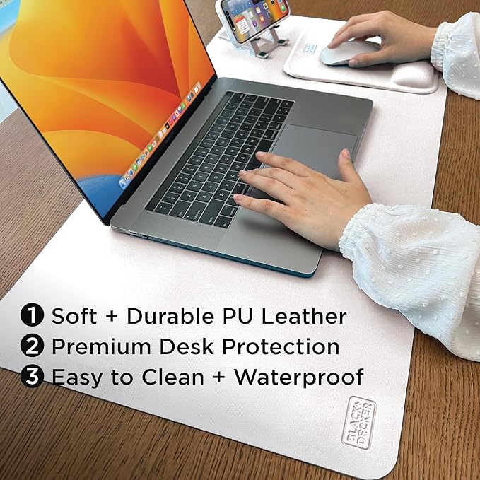 Black+Decker Faux Leather Desk Mat for Keyboard and Mouse - Protective Desk Decor - Gaming, Work from Home, Office Accessory