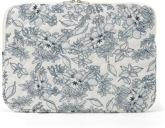 Puffy Laptop Sleeve 13-15.6 Inch Cute Quilted Laptop Protective Case Padded Floral Computer Sleeve for MacBook (B-Dark Blue, 13 Inch)