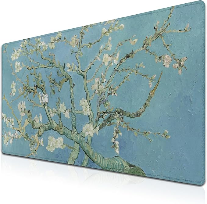 Big Mouse Pad Modern Desk Pad Computer Desk Mats Large Mouse Pads Large Mousepad Waterproof Non-Slip Rubber Base 35.4 X 15.7 for Game Office, Vincent Almond Blossom