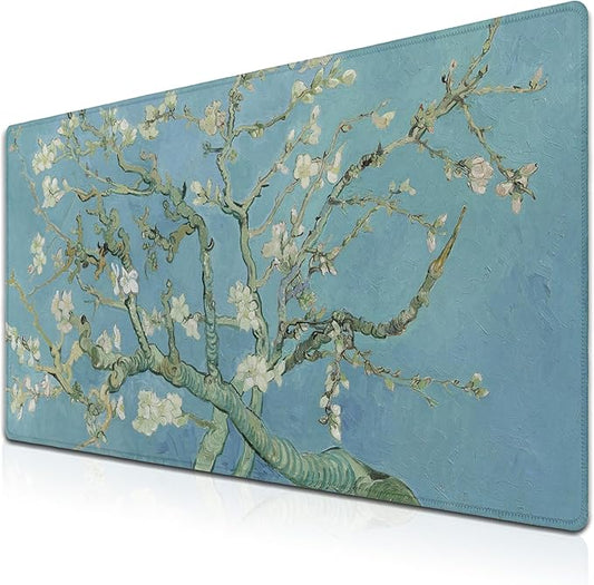 Big Mouse Pad Modern Desk Pad Computer Desk Mats Large Mouse Pads Large Mousepad Waterproof Non-Slip Rubber Base 35.4 X 15.7 for Game Office, Vincent Almond Blossom