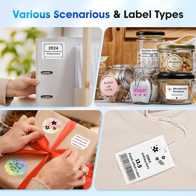 Phomemo M250 Label Maker Machine with Tape, 3 Inch Label Maker for Address, 2026 Upgrade Portable Barcode Printer for Business, Home, Logo Label, Sticker Printer for Phones & PC, with 1 Roll Label