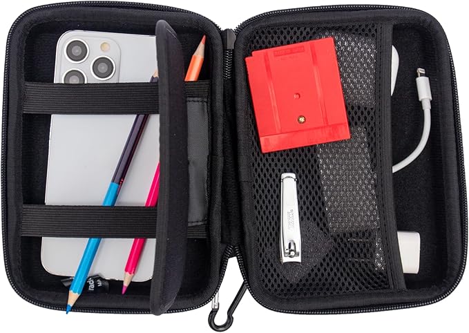 RadioShack Small Cable Organizer Travel Case, Bag Organizer for Phone Charging Cords, HDMI Cables, and More, Black