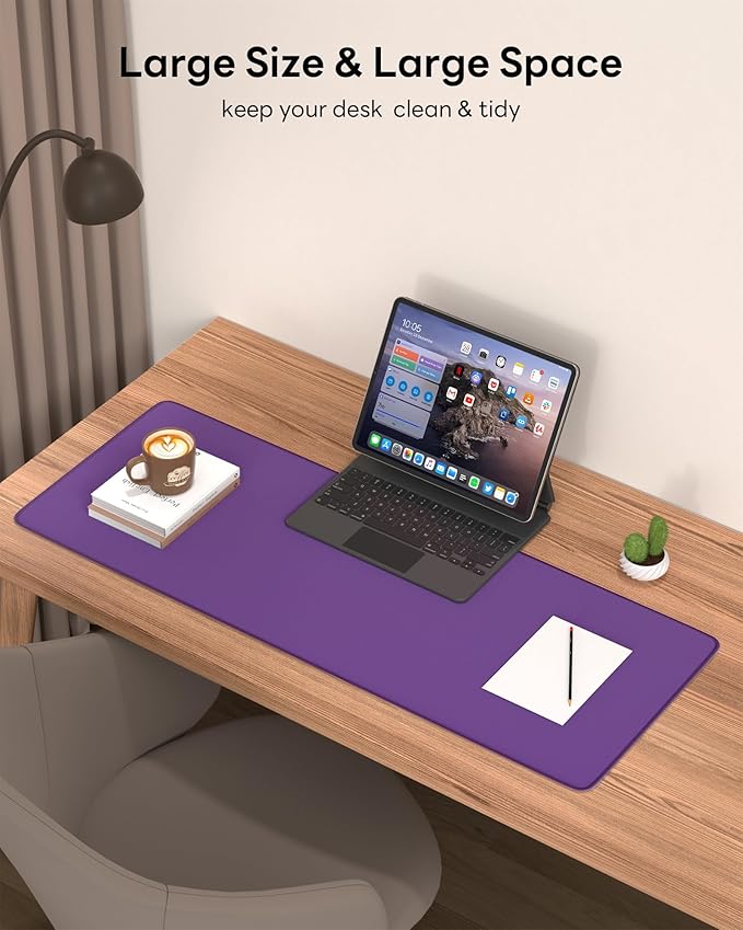 Purple Mouse Pad, 31.5 x 11.8 Large Desk Mat with Stitched Edges & Non-Slip Base, Mousepad for Office, Home, Work