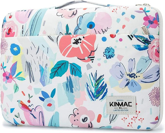 Kinmac 360° Heavy Duty Protective Laptop Sleeve Case Bag Cover with Handle for MacBook Air 13 inch,iPad Pro 13 inch and 13.3 inch HP,Dell,Lenovo,Asus,Acer Laptop (Flowers)