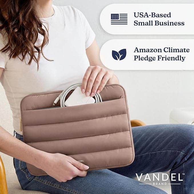 Vandel Puffy Laptop Sleeve Case for 13-14 inch Laptop Sleeve Bag Case 13.3 Inch with Zipper Pocket, Compatible with MacBook Air 13, Pro 14/13 iPad Pro 12.9, HP Dell ASUS, Computer Bag Cover