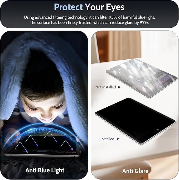 Peslv 4-Way Magnetic Privacy Screen Protector for iPad 9th 8th 7th 10.2 Inch & iPad Air 3th & iPad Pro 10.5", Removable 360 Spy Black Security Filter