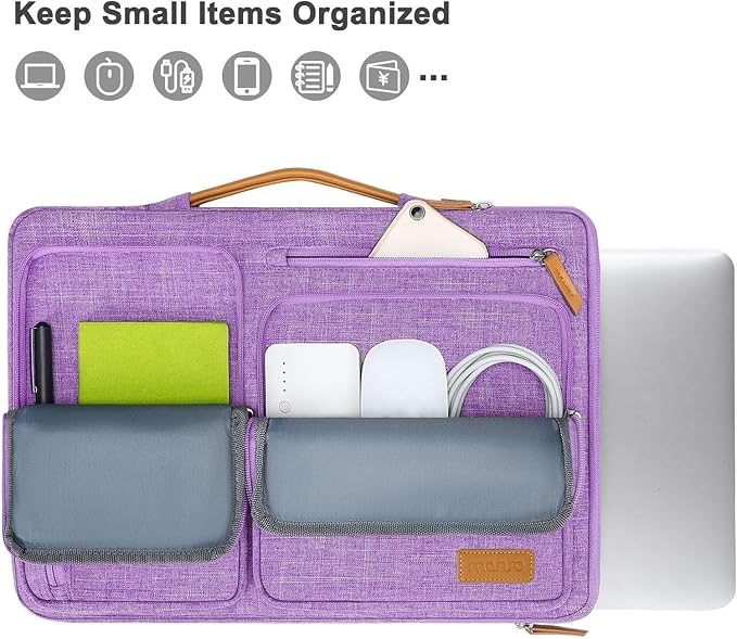MOSISO 360 Protective Laptop Case 15 inch, 15 inch Laptop Sleeve Compatible with MacBook Air M5 M4 M3 M2 2026-2023, Dell XPS Plus, Side Open Carrying Case with 4 Zipper Pockets&Handle, Lilac