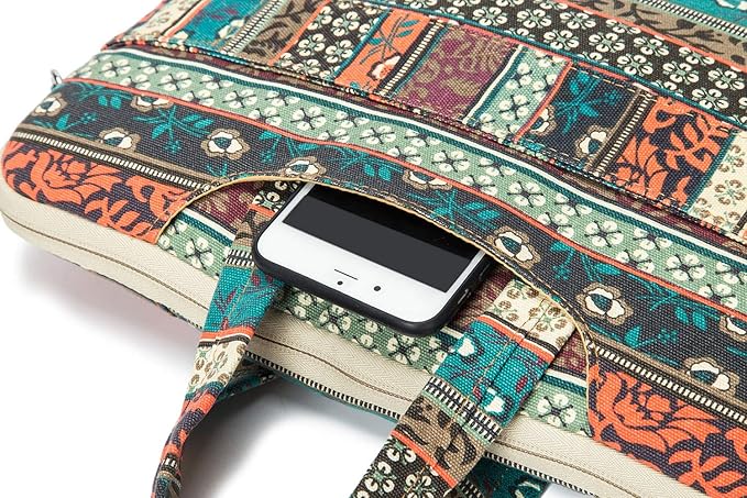 Kinmac New Bohemian 360° Protective Water-Resistant Canvas Laptop shoulder Messenger Sleeve Briefcase case Bag For MacBook Pro 16 inch,LG Gram 16 inch and 15 inch-15.6 inch Laptop