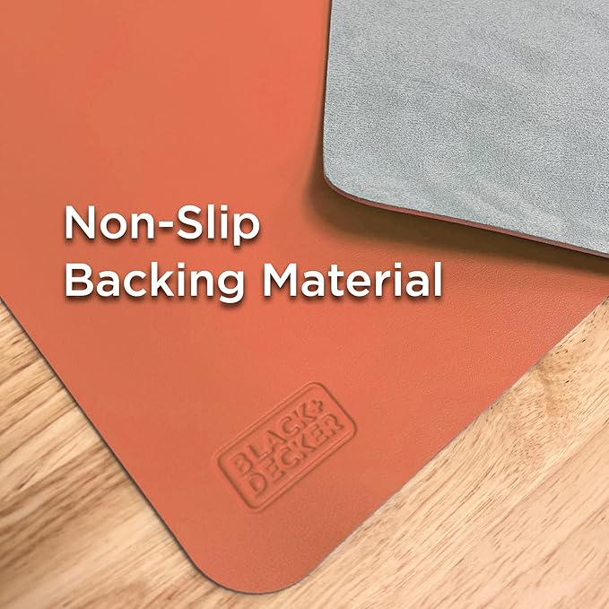 Black+Decker Faux Leather Desk Mat for Keyboard and Mouse - Office Desk Accessories - Protective Office Desk Decor Men, Women, Teens - Desk Pad Mat for Gaming, Work from Home, Office - Desk Organizers