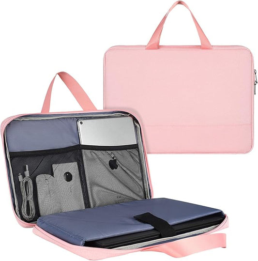 17-17.3 Inch Laptop Briefcase for Women Ladies Bag with Organizer for New HP Envy 17.3, Dell Inspiron 17/Dell G3 G7 17.3, Lenovo Ideapad 330 L340 17.3, TUF 17.3, MSI GS75 GL75 GF75 17.3" Case, Pink