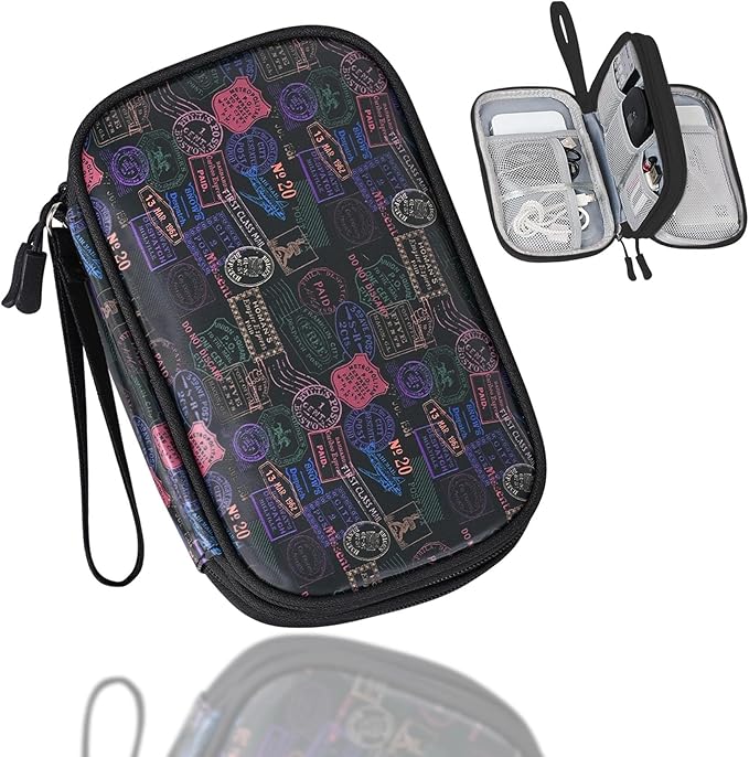 COSHAYSOO Unique Useful Travel Birthday Gifts for Women Travelers, Electronics Cord Cable Organizer Bag Case Tech Pouch Traveling Vacation Cruise Airplane Gadgets Essentials Organization, Vintage