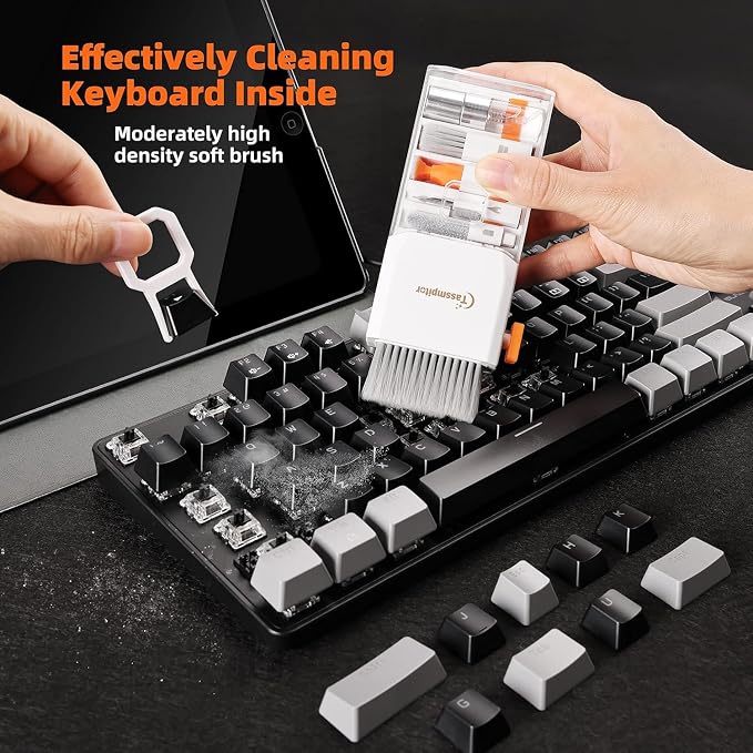 Tassmpitor Laptop Cleaning Kit, All in 1 Keyboard Cleaning kit for MacBook iPad iPhone, Compact Keyboard Cleaner with Brush and Spray for Tablet, Airpods, Earbud, Computer Screen, PC Monitor, White - Image 2