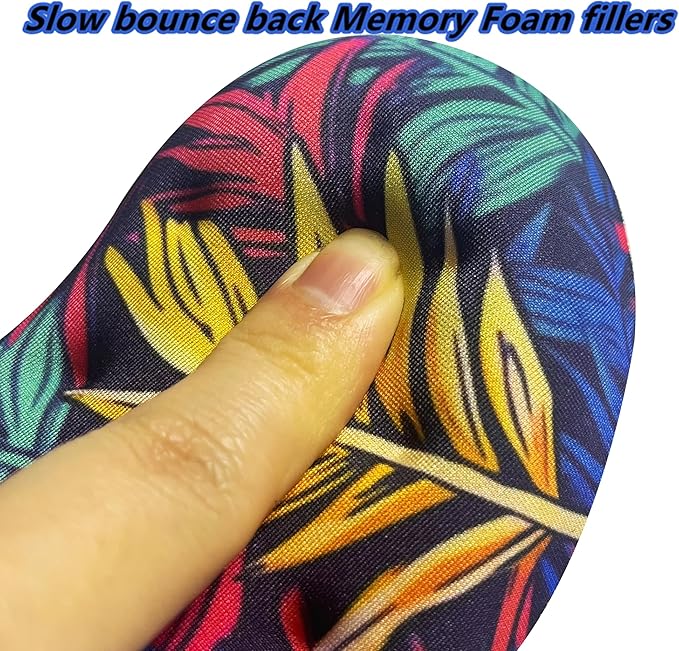 BRILA Ergonomic Memory Foam Mouse Wrist Rest Support Pad Cushion for Computer, Laptop, Office Work, PC Gaming - Massage Holes Design - Wrist Pain Relieve (Vibrant Plants)