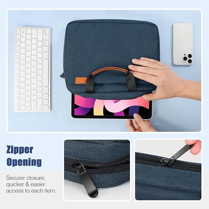 MoKo 13 Inch Tablet Sleeve Case Fits 13 Inch New iPad Pro M5 & Air M4 2026,iPad Pro 12.9 M2&M1,Surface Laptop Go 12.4,Galaxy Tab S8+/S9+ 12.4,Multi-Functional Pockets with Shoulder Strap, Indigo
